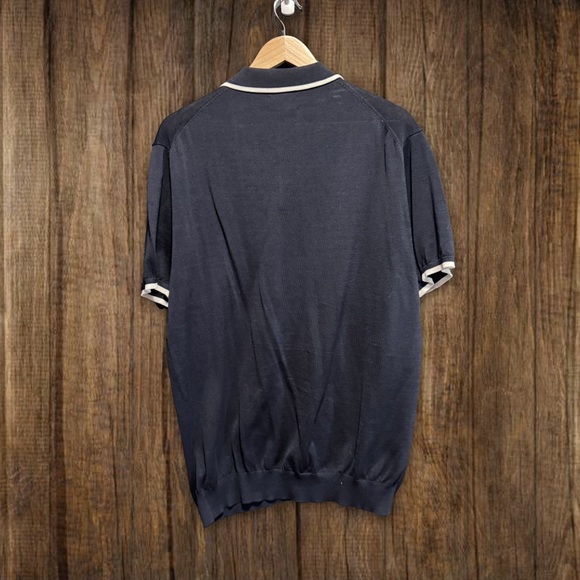 The Tie Bar vintage navy polo with piping. Large. - Picture 3 of 3